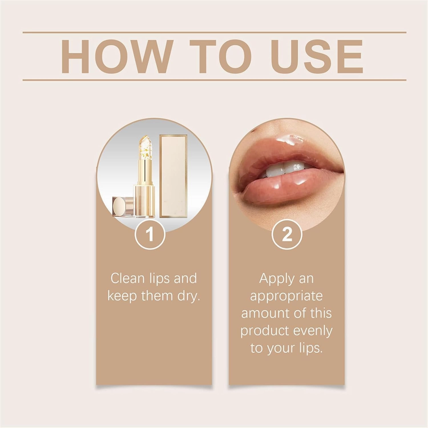Filgaentrme Lipstick, Clear Lipstick That Changes Color, Transparente Transferproof Gold Crystal Color Changing Lip Stick, Hydrating Lip Tint Natural Non-Fading Lip Stick for Women (Gold, 2Pcs)
