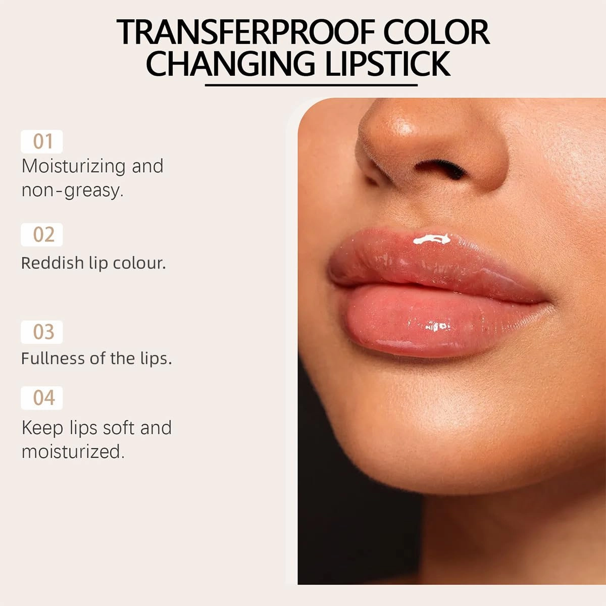Filgaentrme Lipstick, Clear Lipstick That Changes Color, Transparente Transferproof Gold Crystal Color Changing Lip Stick, Hydrating Lip Tint Natural Non-Fading Lip Stick for Women (Gold, 2Pcs)