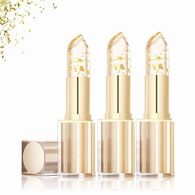 Filgaentrme Lipstick, Transferproof Color Changing Lipstick Waterproof Long-Lasting, Gold Crystal PH Color Changing Lip Stick for Women, Deep Nourishment, for All Kinds Of Daily Makeup (3pcs)