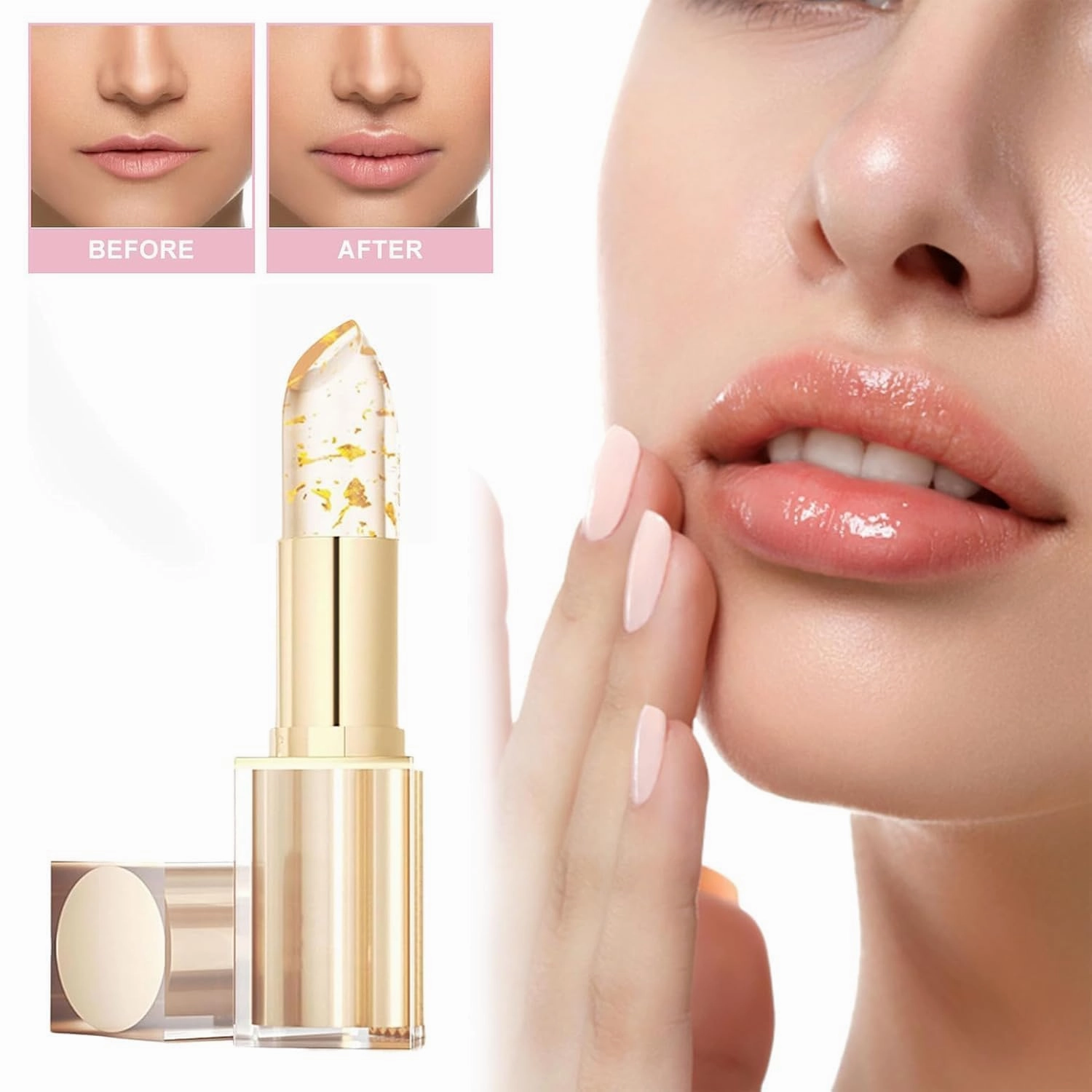 Filgaentrme Lipstick, Transferproof Color Changing Lipstick Waterproof Long-Lasting, Gold Crystal PH Color Changing Lip Stick for Women, Deep Nourishment, for All Kinds Of Daily Makeup (3pcs)