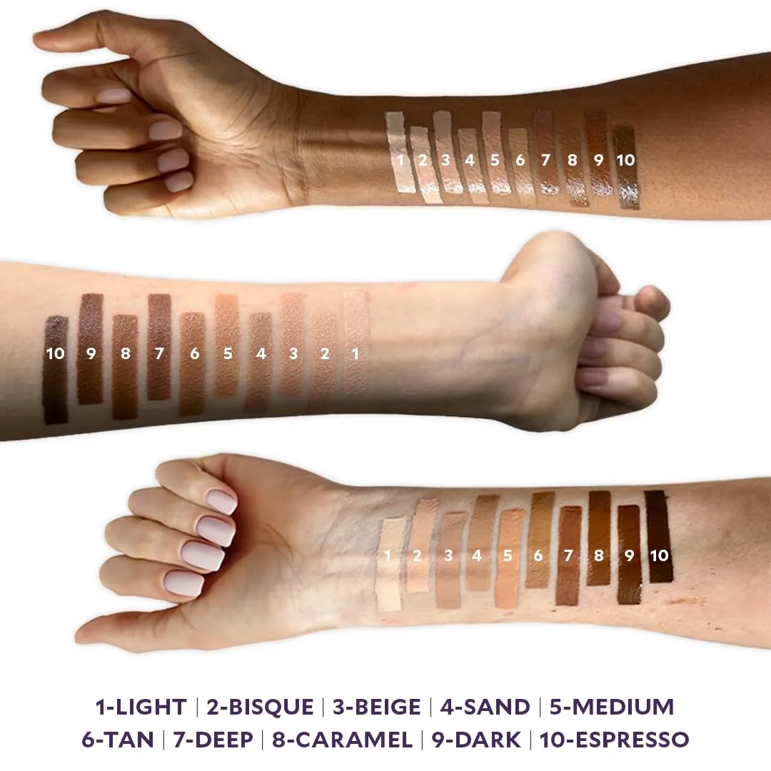 Fièra Luxury Concealer & Foundation with Anti-Aging Ingredients - Full Coverage for Dark Circles, Wrinkles, Fine Lines, and Spots, All-Day Wear For Mature Skin - Caramel, 0.5 FL. OZ. / 15 ML