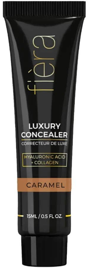 Fièra Luxury Concealer & Foundation with Anti-Aging Ingredients - Full Coverage for Dark Circles, Wrinkles, Fine Lines, and Spots, All-Day Wear For Mature Skin - Caramel, 0.5 FL. OZ. / 15 ML