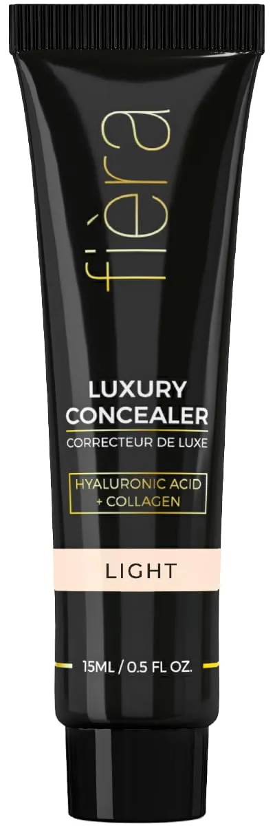 Fièra Luxury Concealer & Foundation with Anti-Aging Ingredients - Full Coverage for Dark Circles, Wrinkles, Fine Lines, and Spots, All-Day Wear For Mature Skin - Light, 0.5 FL. OZ. / 15 ML