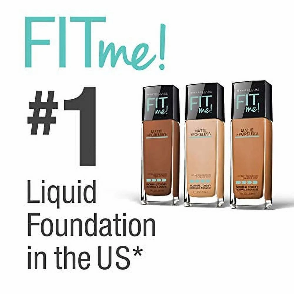 Fit Me Matte   Poreless Liquid Foundation Makeup, Warm Honey, 1 Fl. Oz. Oil-Free Foundation