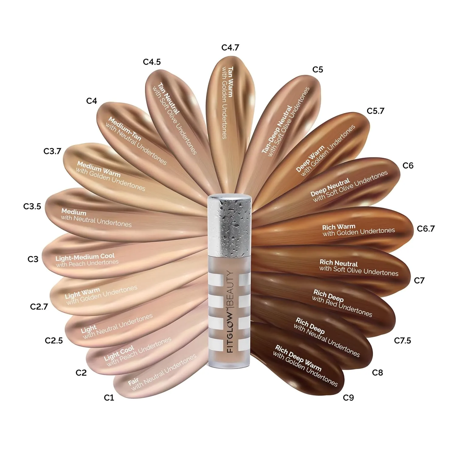 Fitglow Beauty - Natural Conceal  Full Coverage Concealer | Vegan, Woman-Owned Clean Beauty (C2.7 - Golden Light Medium)