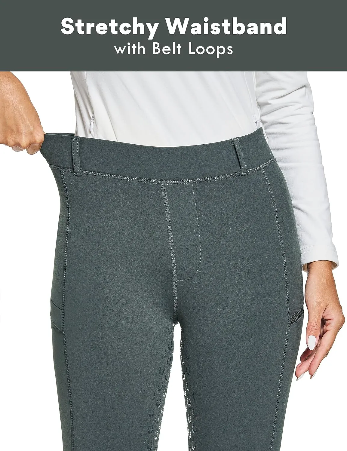 FitsT4 Sports Women's Winter Horse Riding Pants with Zipper Pockets Full Seat Riding Tights Fleece Lined Equestrian Breeches