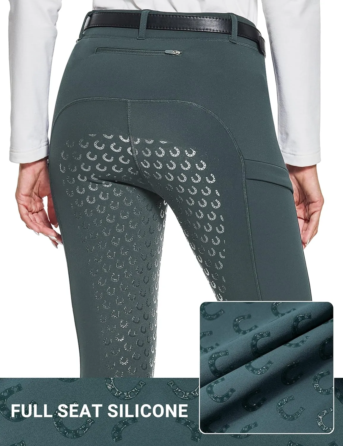 FitsT4 Sports Women's Winter Horse Riding Pants with Zipper Pockets Full Seat Riding Tights Fleece Lined Equestrian Breeches