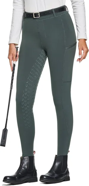 FitsT4 Sports Women's Winter Horse Riding Pants with Zipper Pockets Full Seat Riding Tights Fleece Lined Equestrian Breeches