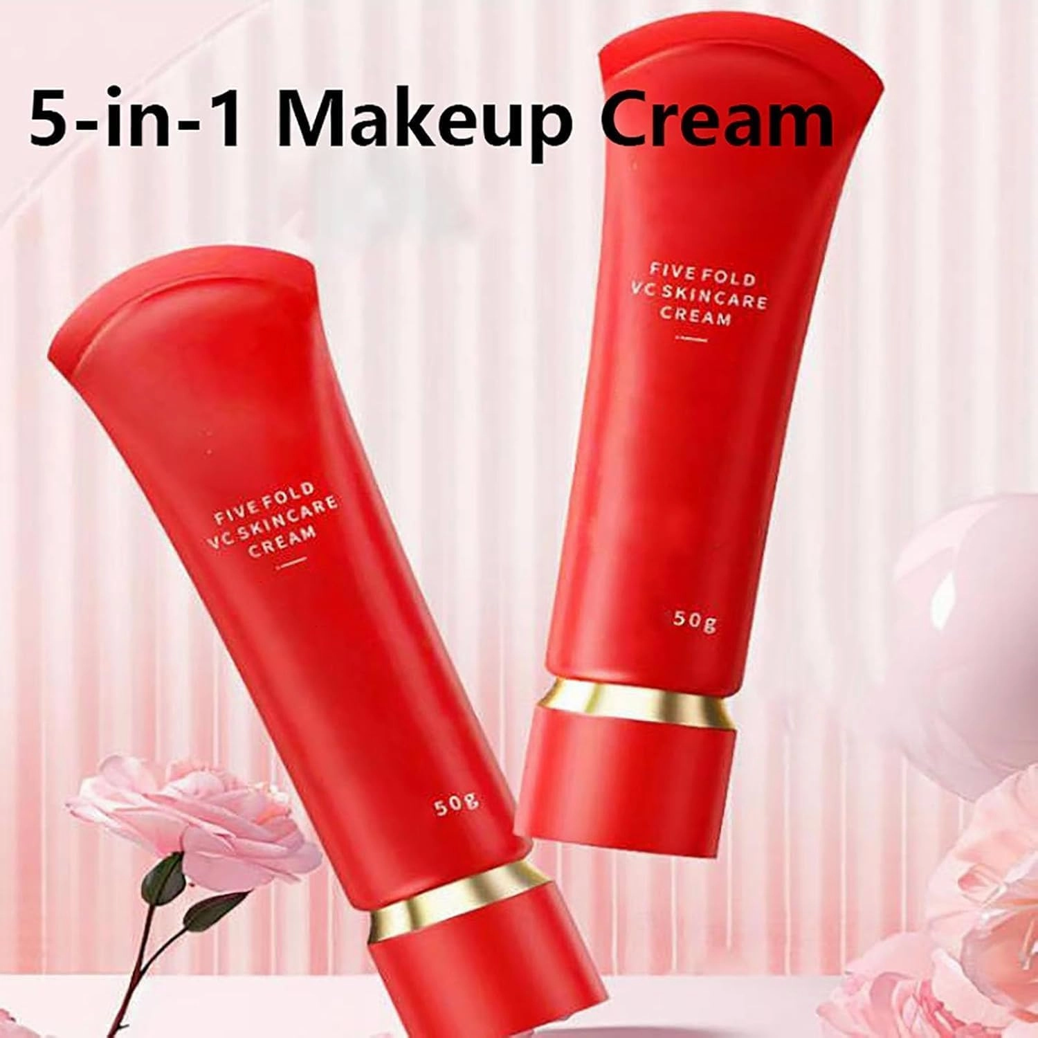 Five Fold VC Skincare Cream Anti-Wrinkle,Moisturizing Tone-Up Concealer,Vitamin C Makeup Tone up Concealer,Clear and Moisturizes