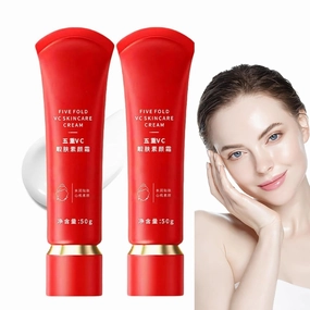 Five Fold VC Skincare Cream Anti-Wrinkle,Moisturizing Tone-Up Concealer,Vitamin C Makeup Tone up Concealer,Clear and Moisturizes