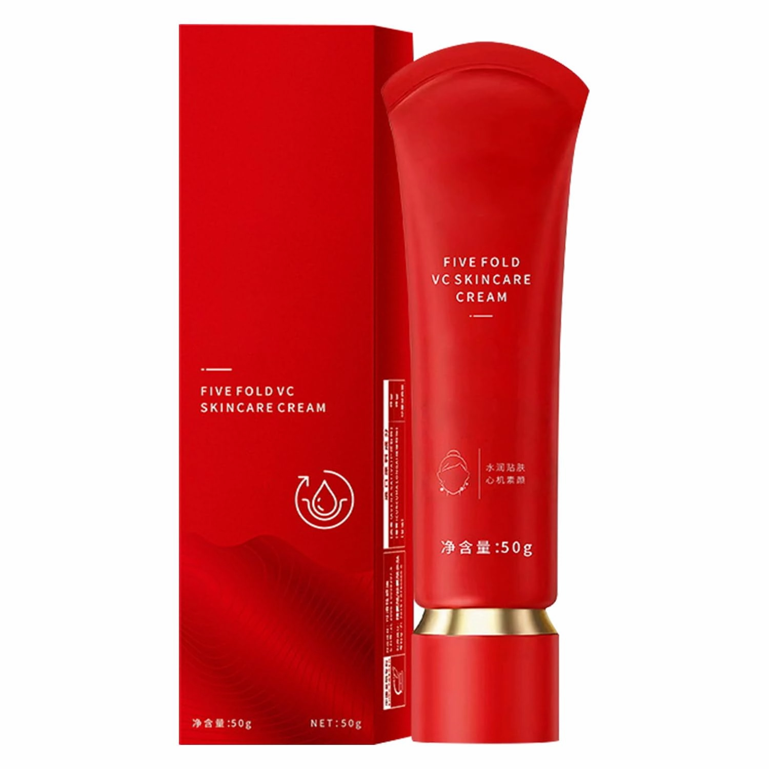 Five Fold VC Skincare Cream, Vitamin C Makeup Tone Up Cream, Moisturizing Brightening Concealer Smooth Tone-up for All Skin (1pcs)