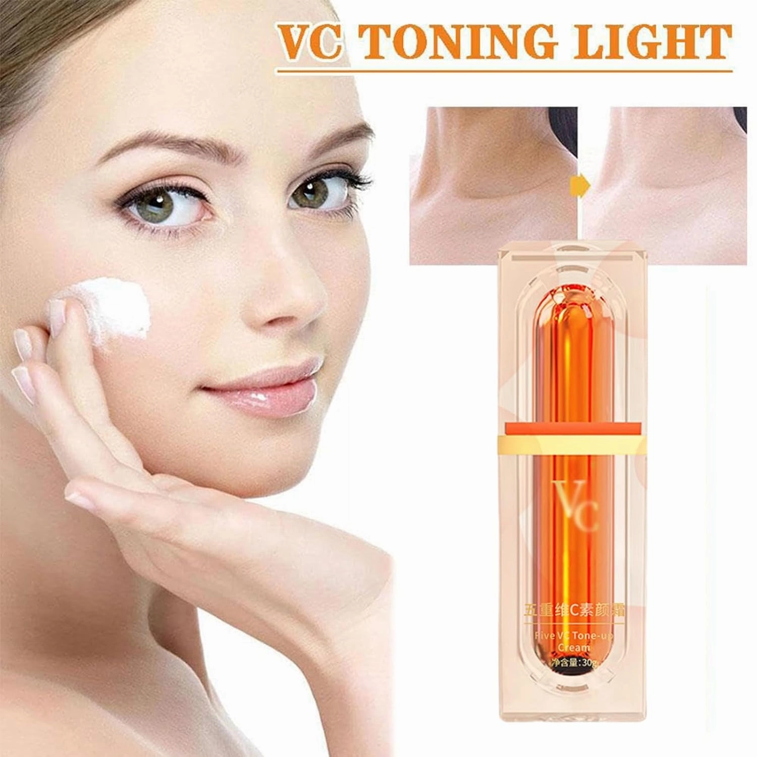 Five Vitamin C Tone-Up Cream,Five Vitamin C Natural Makeup Cream,Tone Up Cream,Vitamin C Cream,Hydrating Beauty Face Cream,Vitamin C Moisturizing Tone-Up Cream, For All Skin Type Face Serum (5pc)