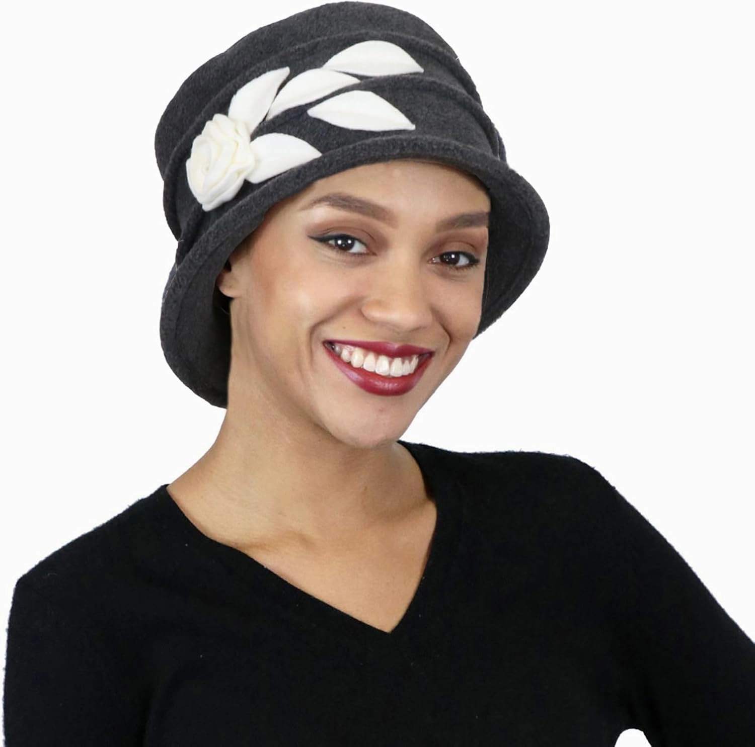 Fleece Hats for Women Cloche Cancer Headwear Chemo Ladies Winter Head Coverings Lady Rose