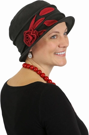 Fleece Hats for Women Cloche Cancer Headwear Chemo Ladies Winter Head Coverings Lady Rose