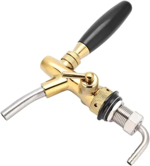 Flow Control Beer Faucet, Long Shank Adjustable Beer Faucet Beer Draft Faucet Adurable, Chrome Plating Shank G5/8 Tap for Kegerator Adjustable Beer Tap Homebrew Beer Tap Faucet (Gold)