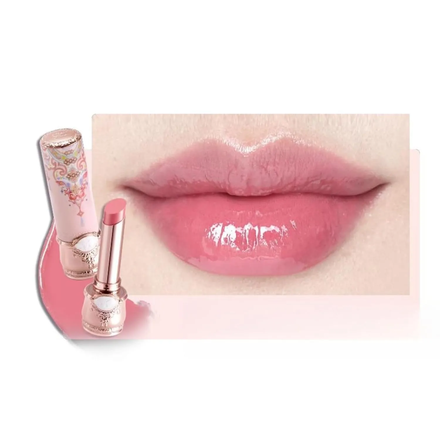 Flower Knows Butterfly Cloud Collar Glossy Lipstick,Hydrating Solid Lip Gloss,Moisturizing Pink Tinted Lip Balm,Long Lasting Lip Gloss in Balm for Girls&Women,Vegan & Cruelty-Free(C04 Peachy Aqua)