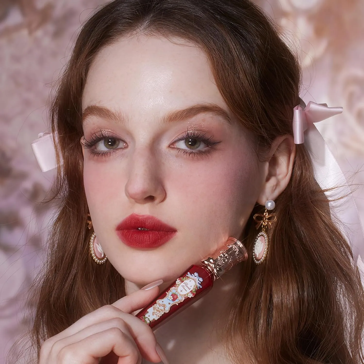 Flower Knows Strawberry Rococo Cloud Lip Cream,Velvety Matte Liquid Lipstick,Red Lipstick,Long Lasting Lip Stain,Kiss-proof Blurred Lipstick for Girls&Women,0.12 Fl Oz(S09 Strawberry Crown)
