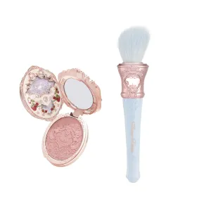 Flower Knows Strawberry Rococo Embossed Blush 03 Classic Ballet Butterfly Cloud Collar Angled Powder Brush Pearly Moonlight