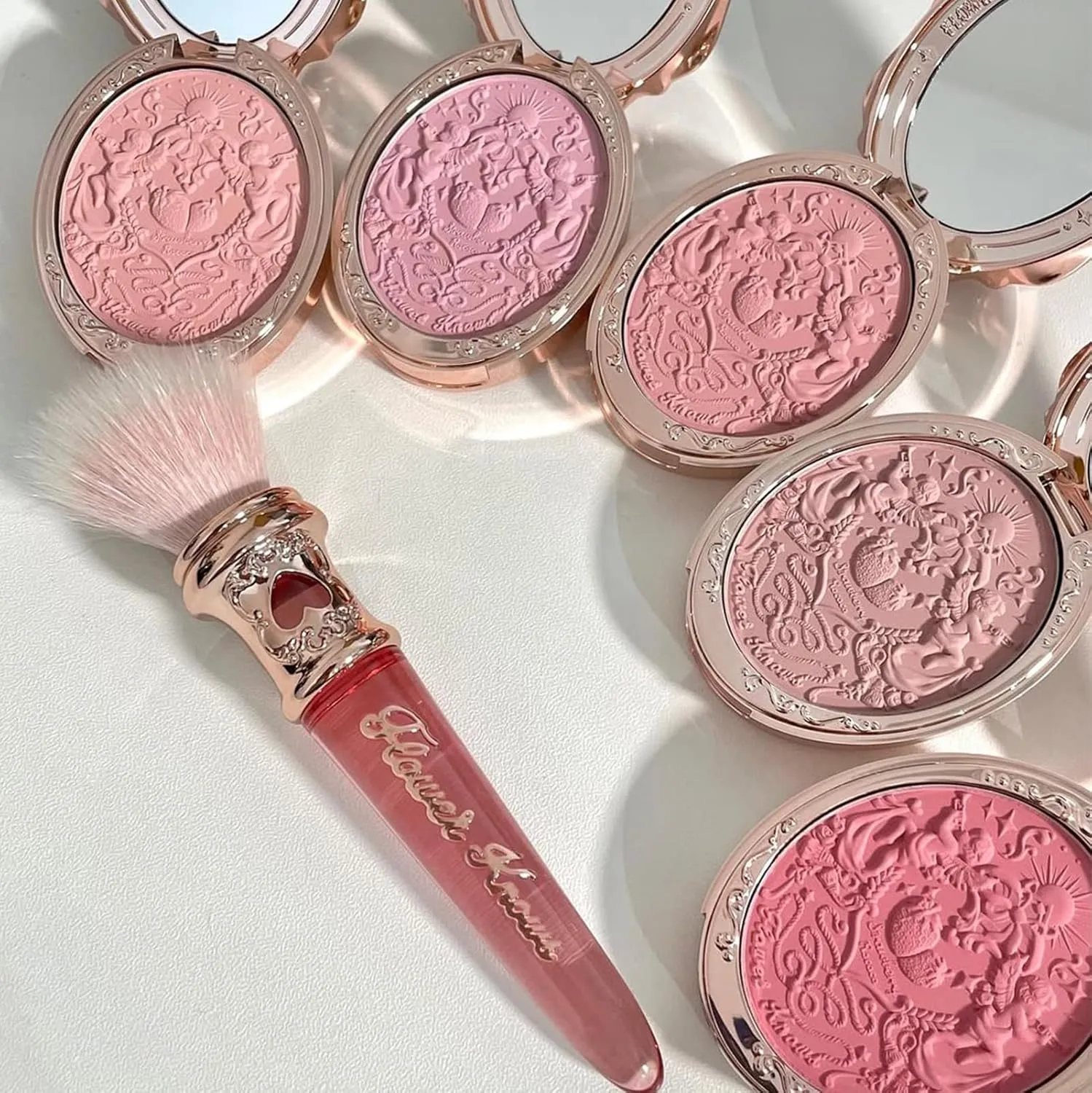 Flower Knows Strawberry Rococo Embossed Blush;Pink Matte Finish;Buildable & Blendable Powder Blush for cheeks,Natural Flush for All Skin Tones(03 Classic Ballet, 5g)