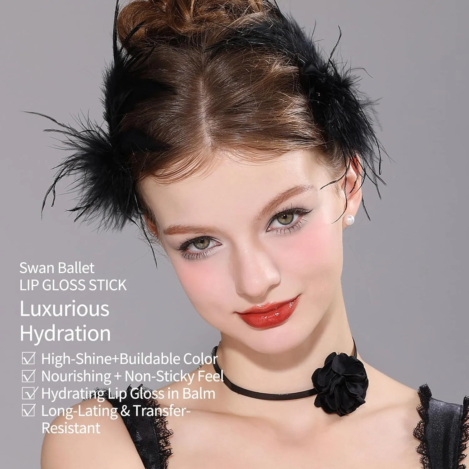 Flower Knows Swan Ballet Shine Lipstick,Hydrating Solid Lip Gloss,Moisturizing Red Tinted Lip Balm-Long Lasting Lip Gloss in Balm for Girls&Women,Vegan & Cruelty-Free(B08 Dancing Shoes)