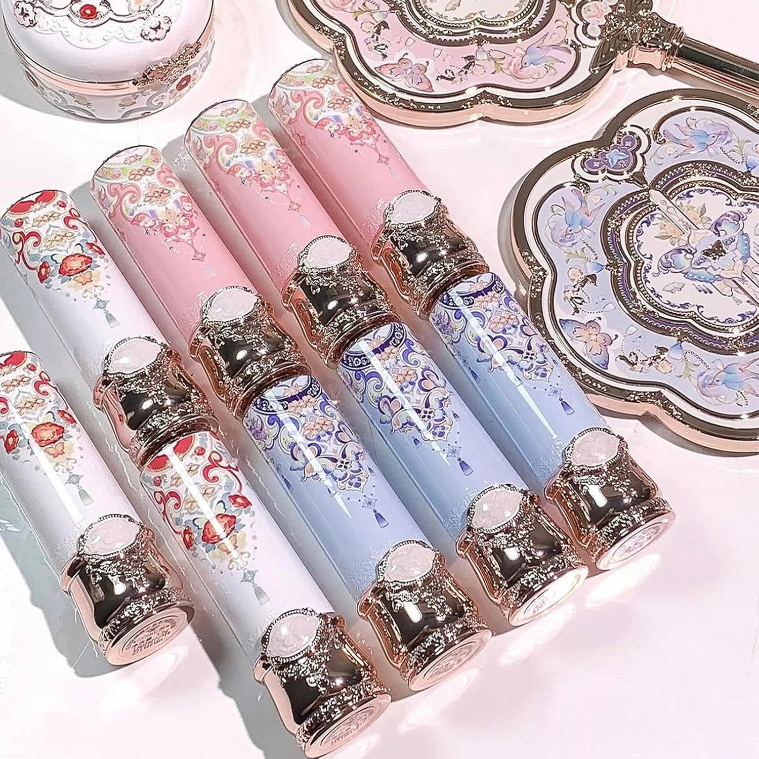 Flower Knows Butterfly Cloud Collar Glossy Lipstick,Hydrating Solid Lip Gloss,Moisturizing Red Tinted Lip Balm,Long Lasting Lip Gloss in Balm for Girls&Women,Vegan & Cruelty-Free(C07 Red Bean)
