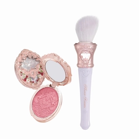 Flower Knows Strawberry Rococo Embossed Blush 05 Berry Mary Butterfly Cloud Collar Angled Powder Brush Frosty Wisteria