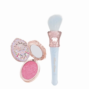 Flower Knows Violet Strawberry Rococo Embossed Blush G02 Little Cranberry Butterfly Cloud Collar Angled Powder Brush Pearly Moonlight