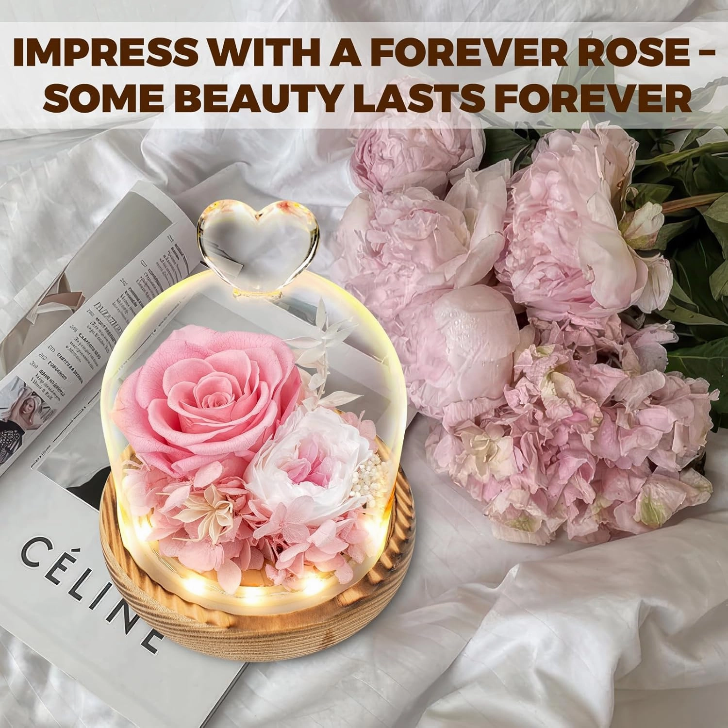 Flowers Rose Gifts for Women, Flowers Fresh Bouquet with 3 Batteries, Fresh Flowers That Last, Flowers for Delivery, Romantic Gift for Birthday, Motehrs Day, Christmas Day