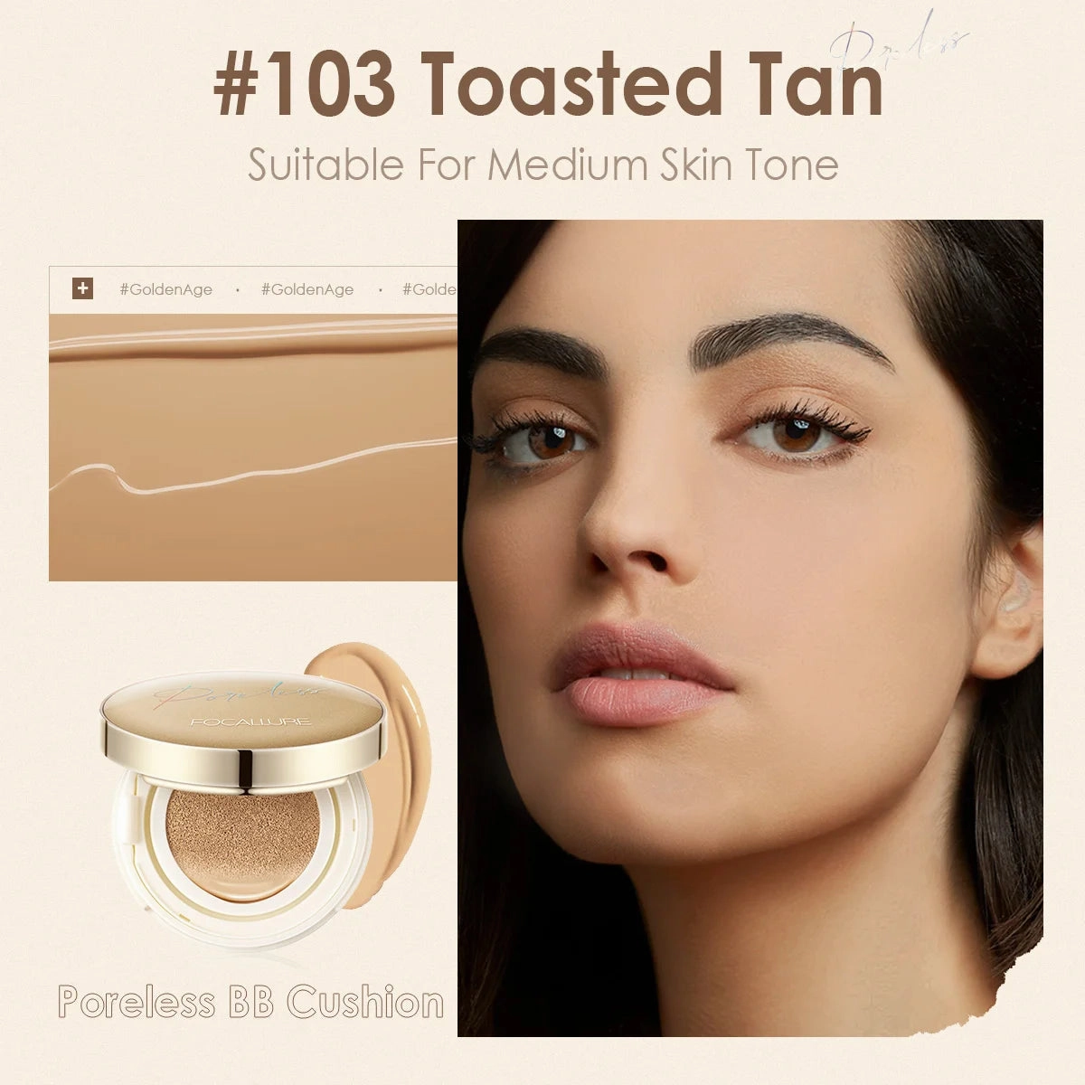 FOCALLURE Poreless BB Air Cushion Whitening Foundation