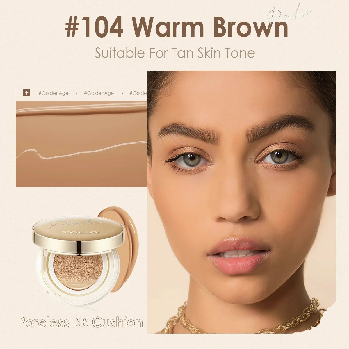 FOCALLURE Poreless BB Air Cushion Whitening Foundation