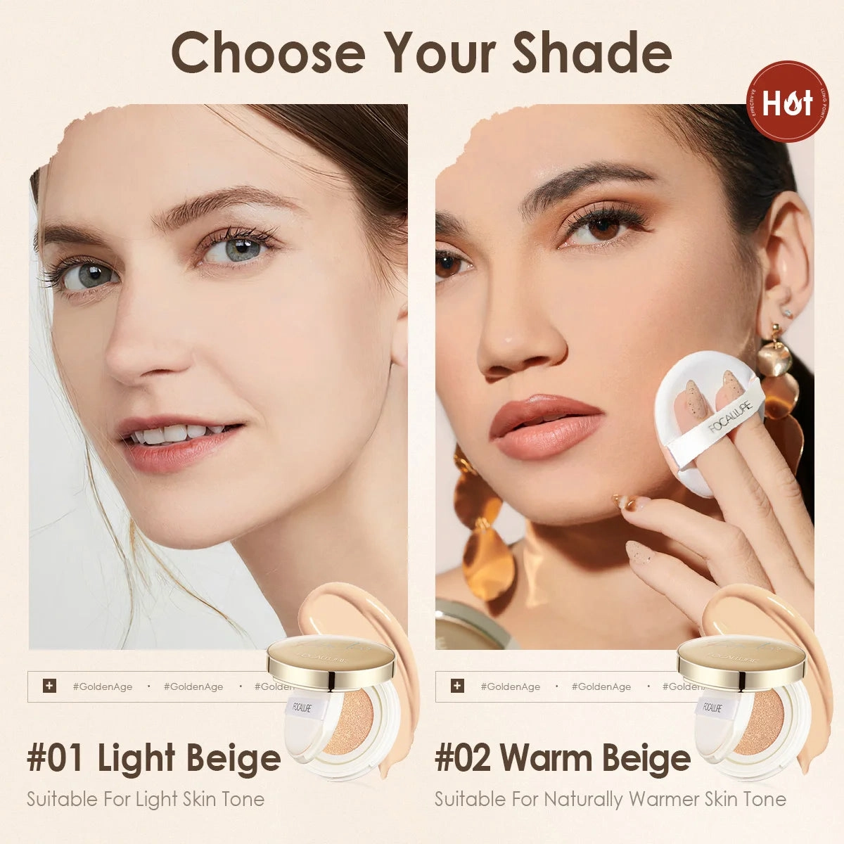 FOCALLURE Poreless BB Air Cushion Whitening Foundation