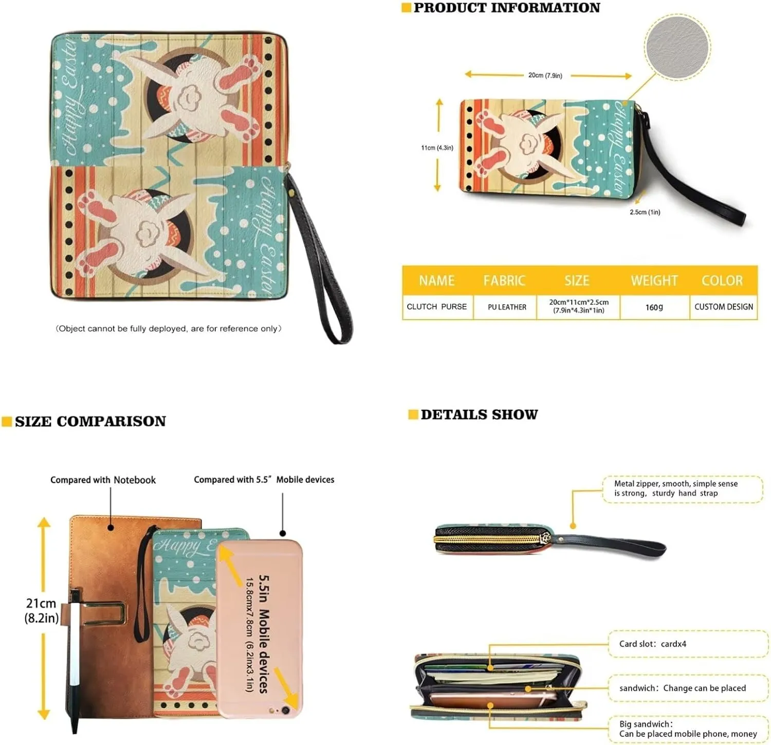 FOR U DESIGNS Purses for Women PU Leather Multi Pockets Easter Bunny Cross Body Purse and Matching Wallet Set