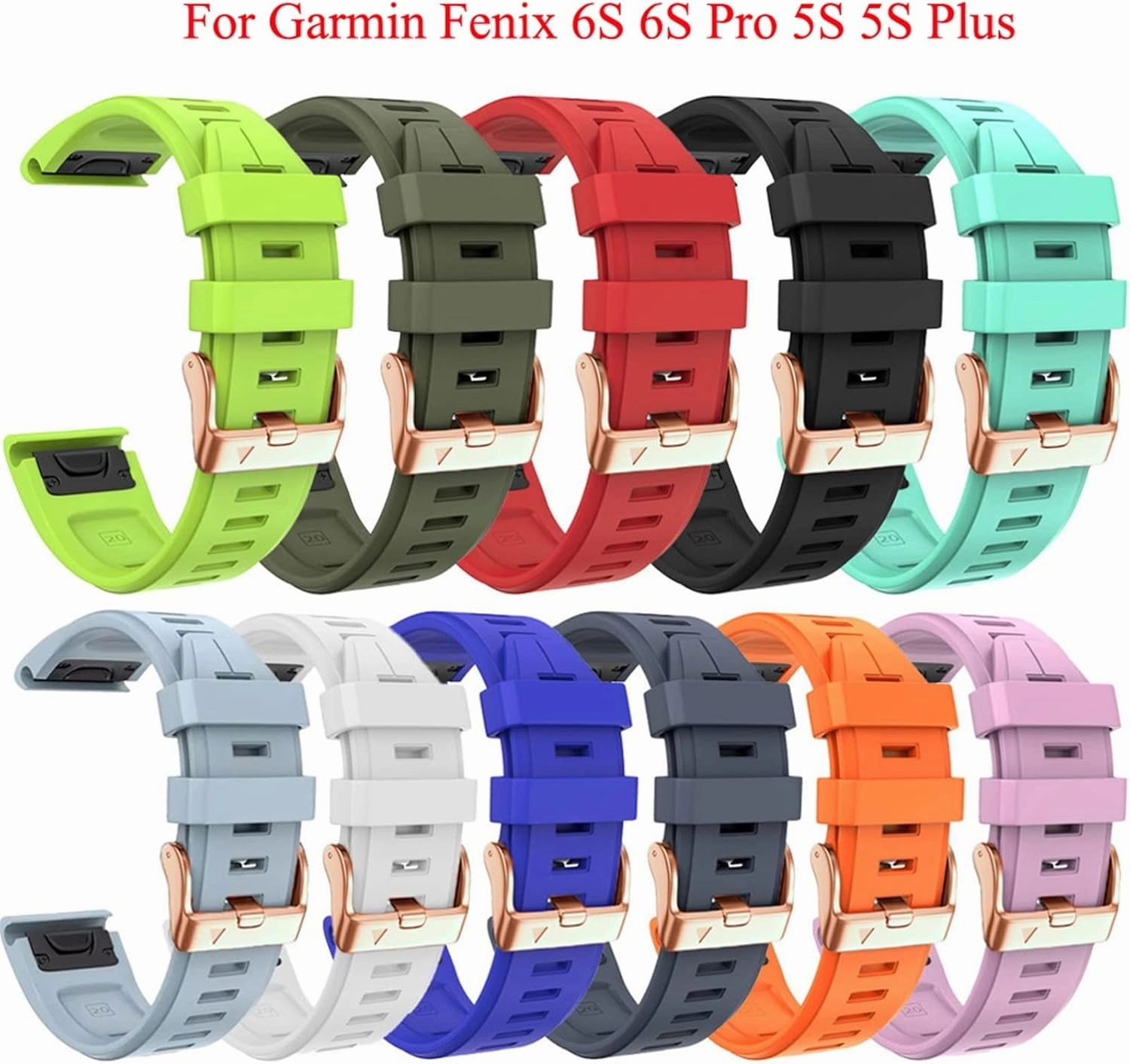 For Fenix 6S 5S Watchband 20mm Bracelet for Fenix 6s Pro 5s Plus Rose Gold Buckle Silicone Quick Replacement Wrist Straps