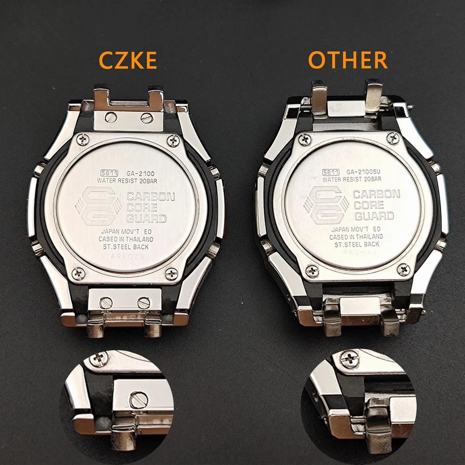 For GA2100 GA2110 Mod Kits, Metal Watch Band Strap Bezel, Watch Modding Replacement Accessories Set Rose Gold Buckle