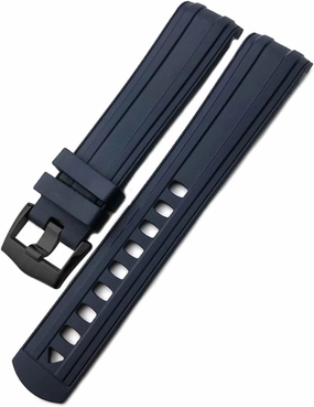 for Omega Seamaster 007 Rose Gold Buckle Soft Waterproof Silicone Watch Strap 19mm 20mm 21mm Fluorous Rubber Watchband (Color : Blue Black, Size : 20mm)