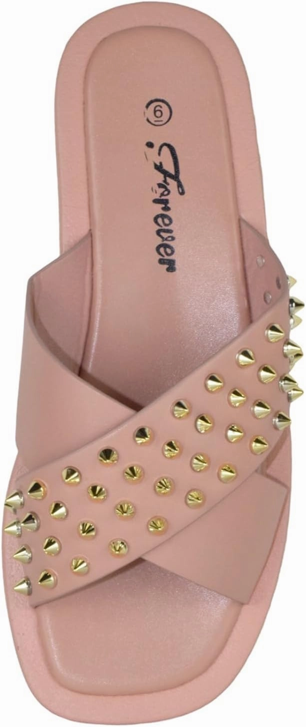 Forever Shoes Women Sandals Crisscross Studded Strap Spikes Band Flatform Platform SURE-75