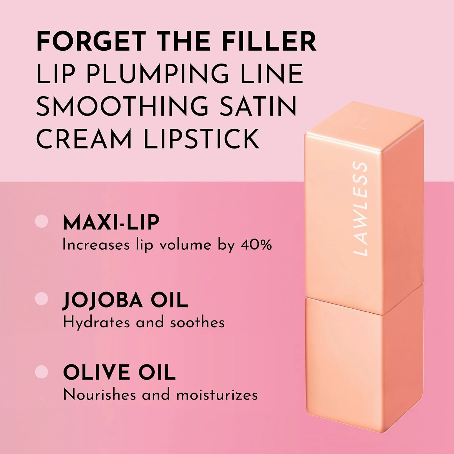 Forget the Filler Lip-Plumping Line-Smoothing Satin Cream Lipstick, Whos That Lady, Red, 0.1 Ounce