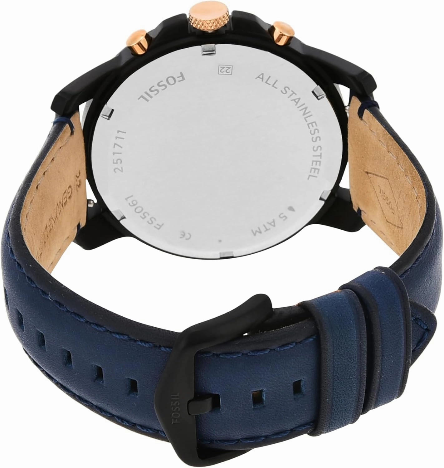 Fossil Men's Grant Quartz Stainless Steel and Leather Chronograph Watch