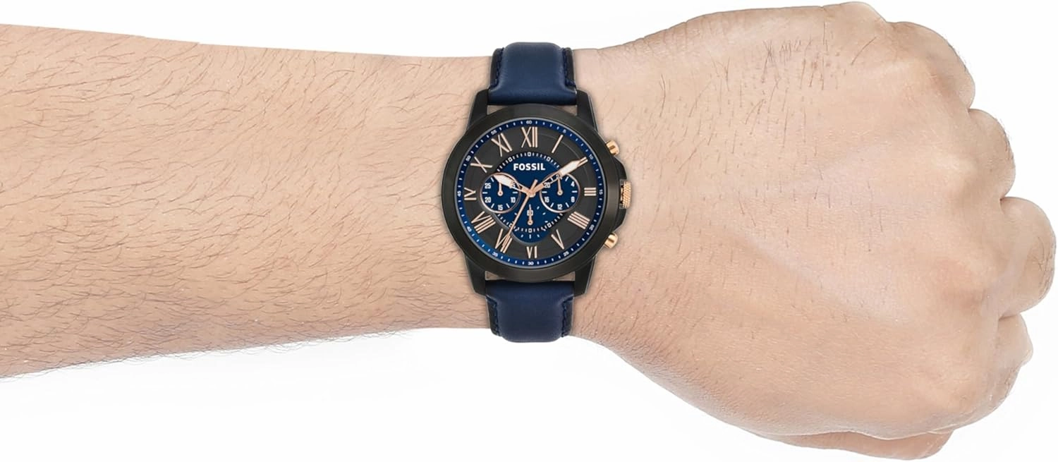 Fossil Men's Grant Quartz Stainless Steel and Leather Chronograph Watch