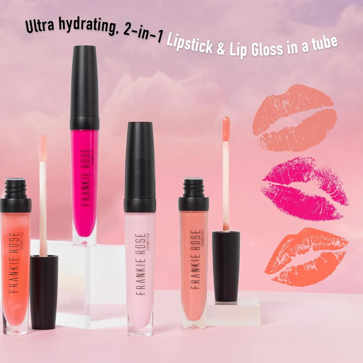 Frankie Rose Cosmetics Lip Gloss | Non-Sticky Formula, Long Lasting Lip Gloss, Bold Pigment & Hydrating Lip Gloss, Pressed Flower Glossy Lip Gloss, 20g