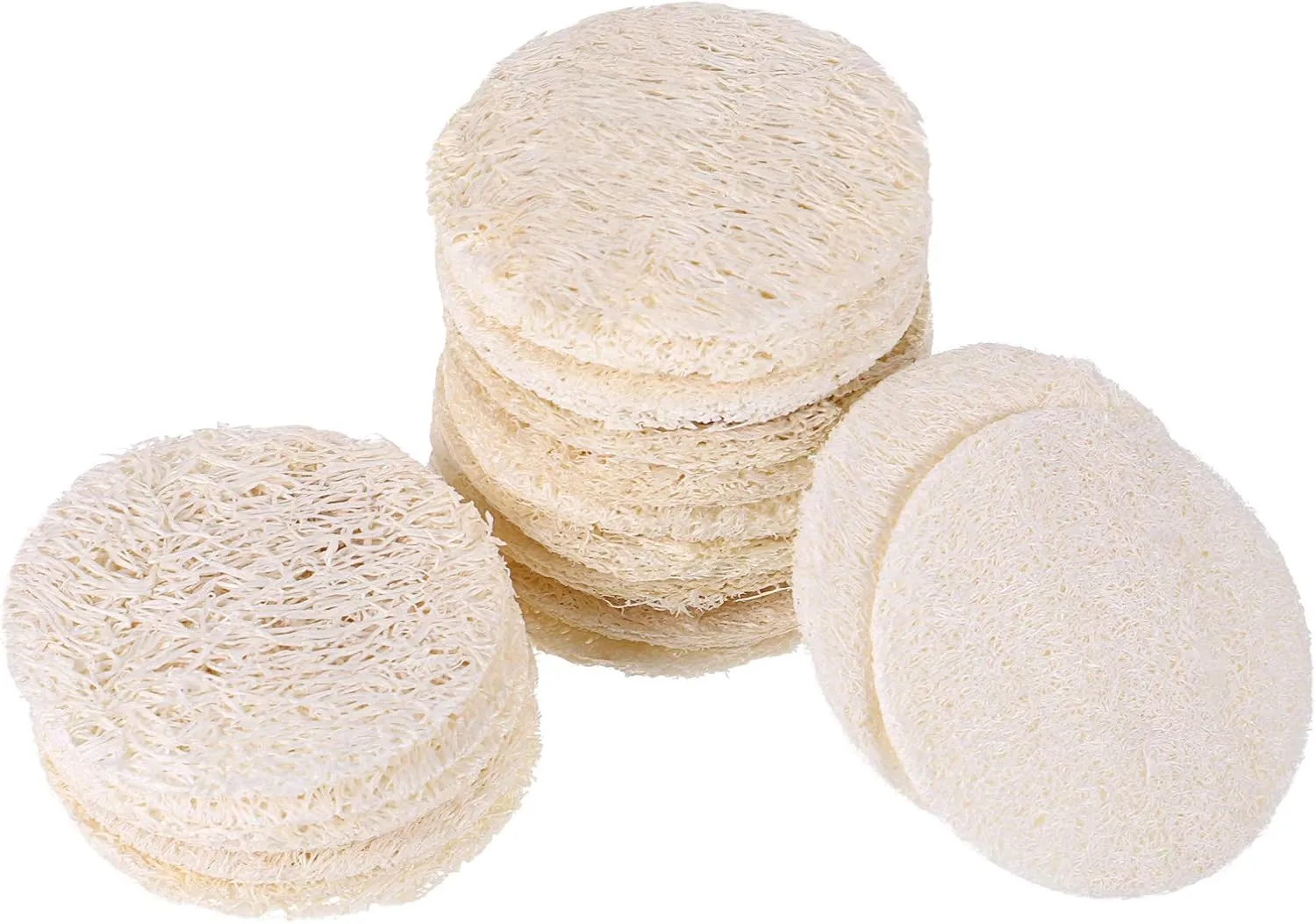 Frcolor 50 Pcs Loofah Face Pads Exfoliating Loofah Sponges Makeup Remover Reusable Soft Facial Skin Care Scrub Wash Pads