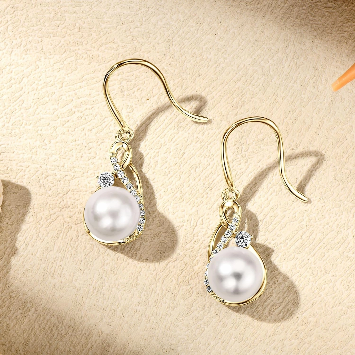 Freshwater Pearl Drop Earrings for Women, 925 Sterling Silver Infinity Pearl Drop Earrings Jewelry Gifts for Bride Wife Mom