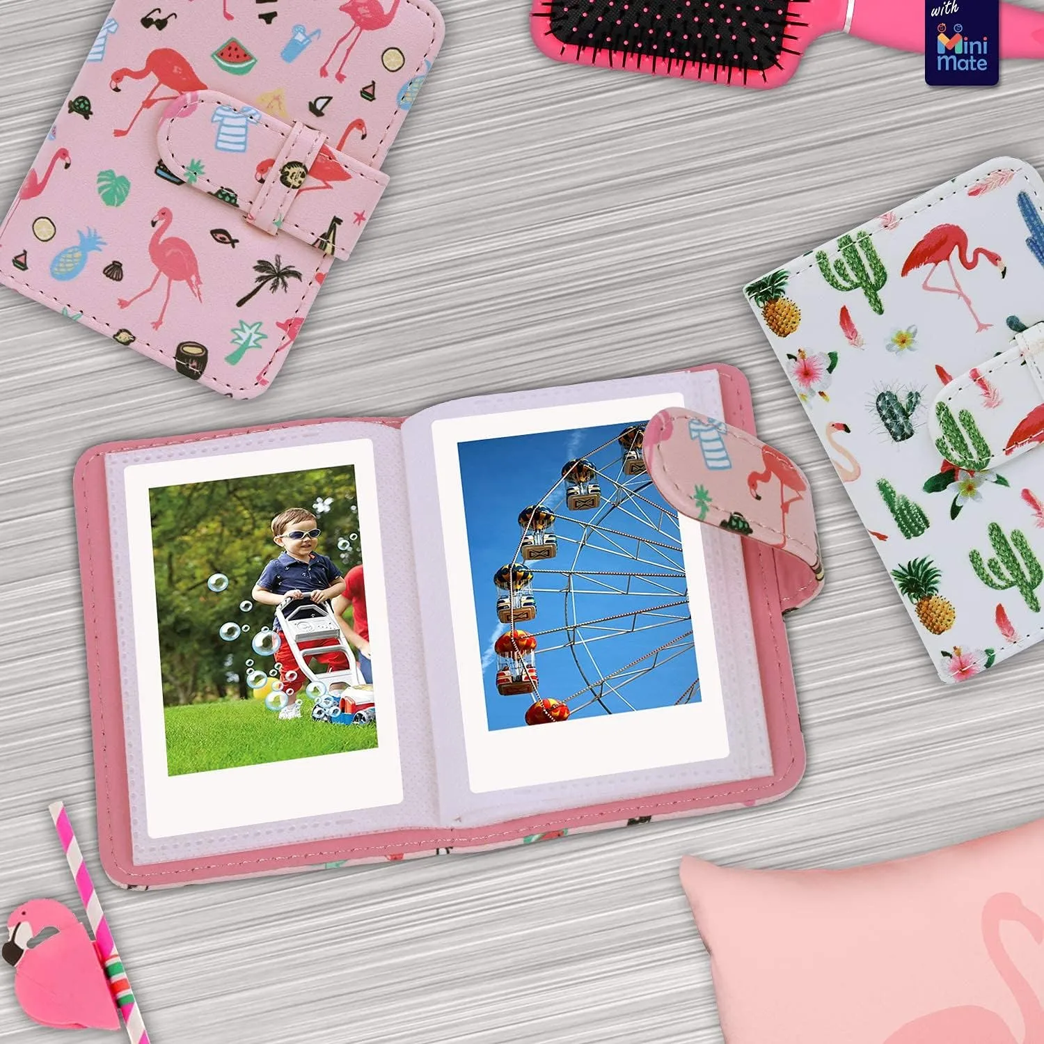 Fujifilm Instax Mini 11 Instant Camera Blush Pink   Custom Case   Fuji Instax Film Value Pack (50 Sheets) Flamingo Designer Photo Album for Photos