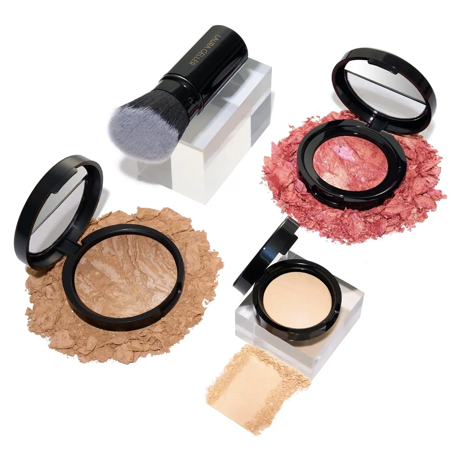 Full Complexion Kit (4 PC): Balance-N-Brighten Foundation, Medium   Retractable Kabuki Brush   Blush-N-Brighten, Tropic Hues   Original Baked Highlighter, French Vanilla