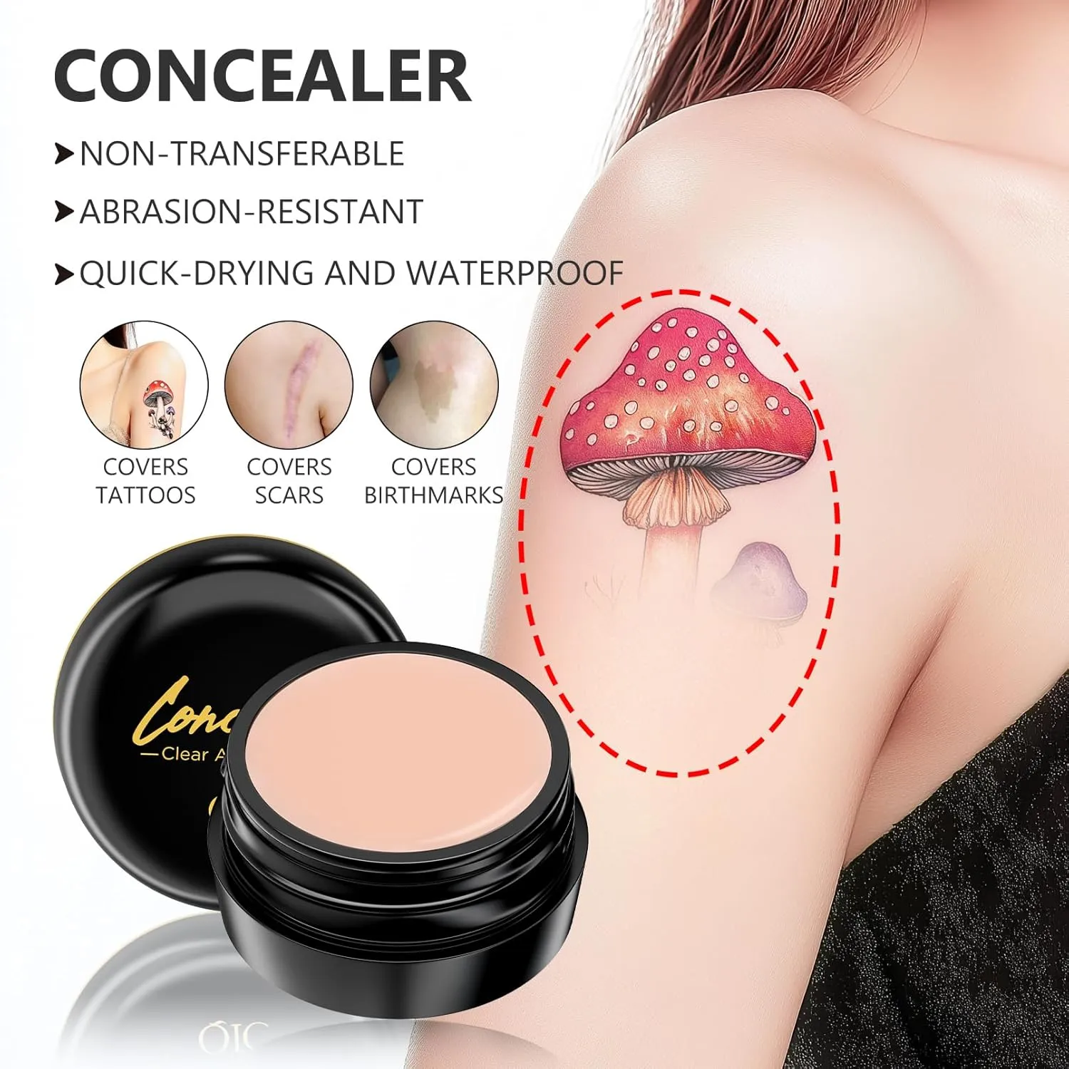 Full Coverage Concealer Cream,Waterproof Long-Lasting Hydrating Concealer for Women (140, 1.36 Fl Oz)