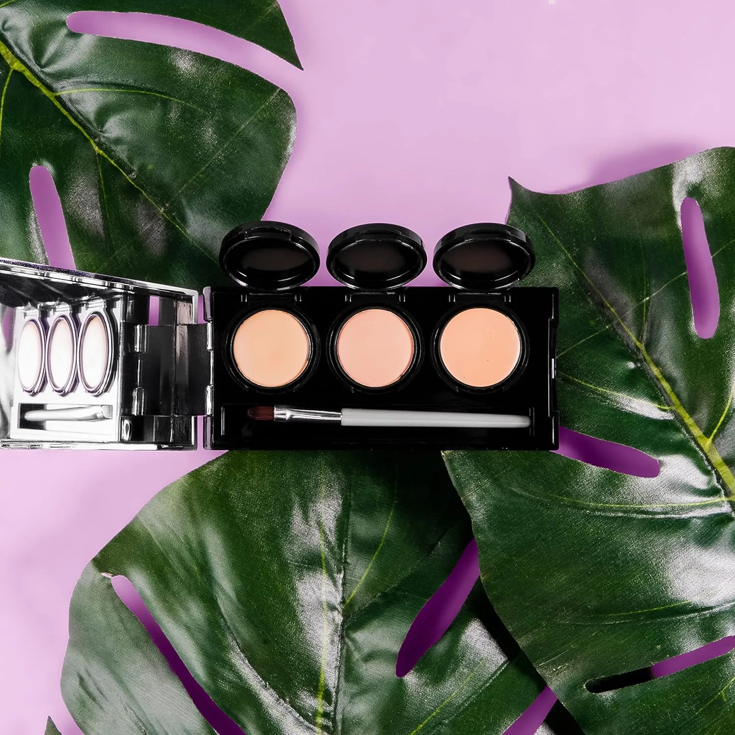 Full Coverage Concealer Palette, Waterproof Concealer Cream, 3 Colors   Brush, by Dermaflage