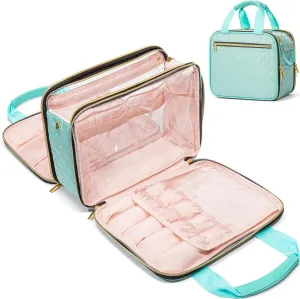 FUNSEED Travel Toiletry Hanging Bag for Men and Women, Extra Large Capacity Travel Checkered Makeup Cosmetic Bag with Compartments for Jewelry, Travel Essentials, Toiletries, Cosmetics
