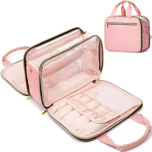 FUNSEED Travel Toiletry Hanging Bag for Men and Women, Extra Large Capacity Travel Checkered Makeup Cosmetic Bag with Compartments for Jewelry, Travel Essentials, Toiletries, Cosmetics