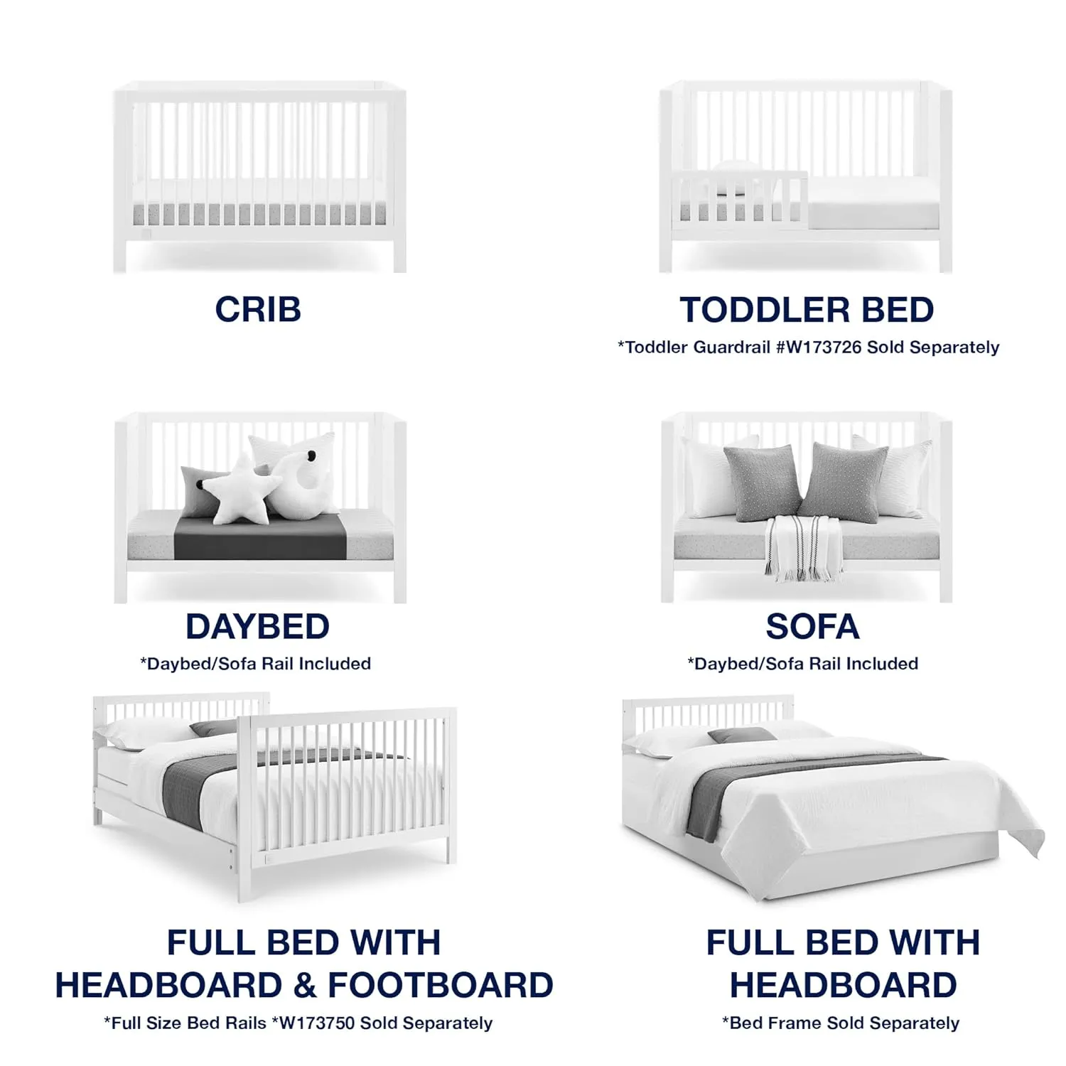 GAP babyGap Charlie 6-in-1 Convertible Crib - Greenguard Gold Certified, Bianca White