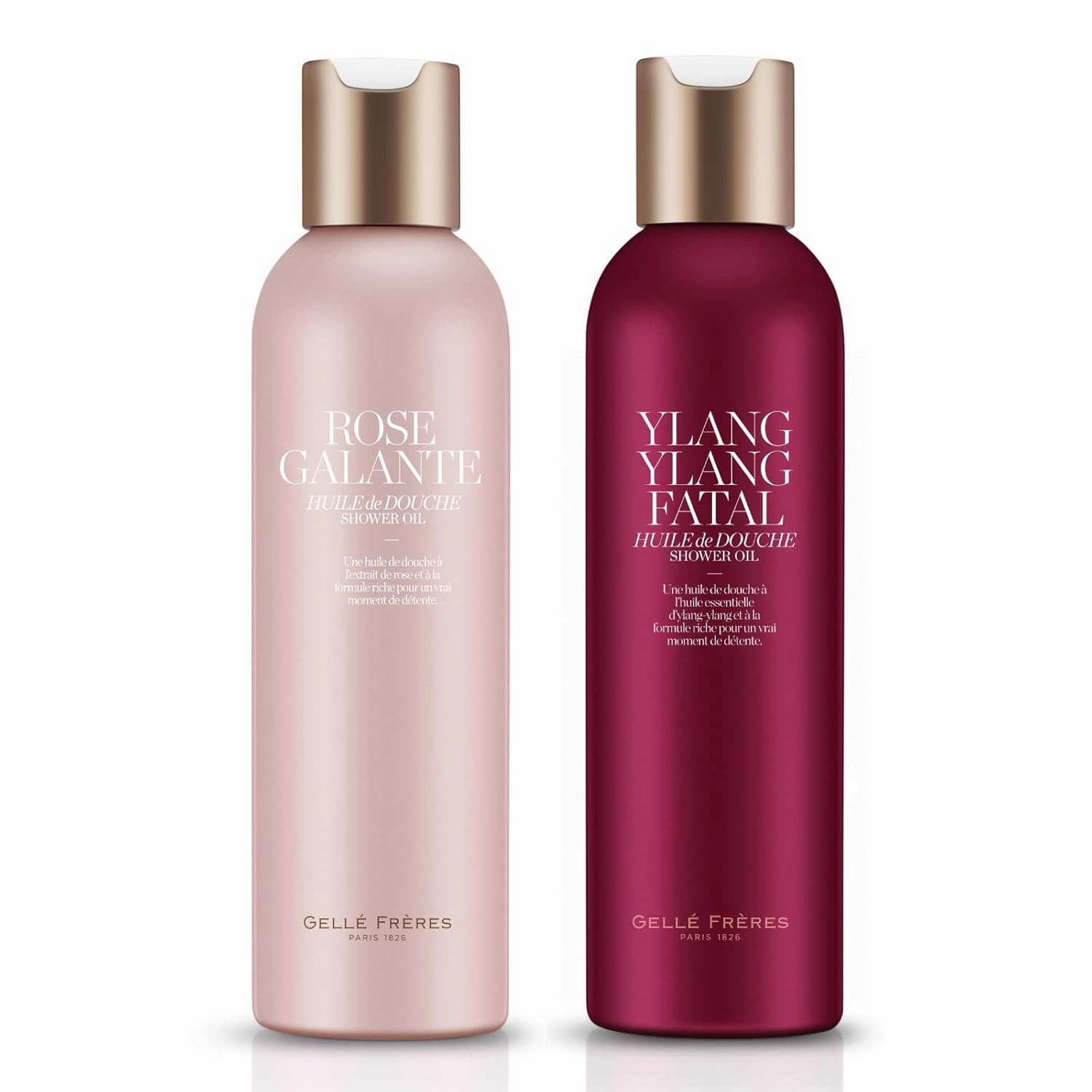 GELLÉ FRÈRES Moisturizing Rose and Ylang Ylang Floral Body Wash Set, Nourishing Shower Gel, Gentle Cleansing, For All Skin Types, 6.7 Fl Oz each